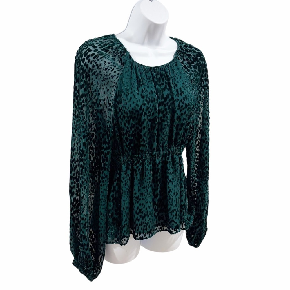A.L.C. Velvet Burnout Leopard Peplum Blouse size 6
